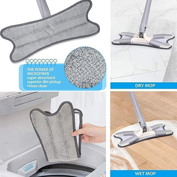 Microfiber X Shape Mop for Floor Cleaning, Dust Mop with Self Wringing, Ceramic Floor, Wood Floor Cleaner Mop, Dry Wet Mop Hands-Free Household Cleaning Tool for Home & Office Microfiber X Shape Mop for Floor Cleaning, Dust Mop with Self Wringing, Ceramic Floor, Wood Floor Cleaner Mop, Dry Wet Mop Hands-Free Household Cleaning Tool for Home & Office